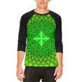 thumbnail image 1 of St Patrick's Day Shamrock Fractal Mandala Mens Raglan T Shirt White-Black X-LG, 1 of 2