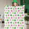 thumbnail image 1 of St. Patrick''s Day Shamrock Fuzzy Blanket Pink Green Clover Throw Blanket Soft Cozy Flannel Blanket for Irish Party Home Bed Sofa Couch Chair, 50 x 60 Inch, 1 of 1