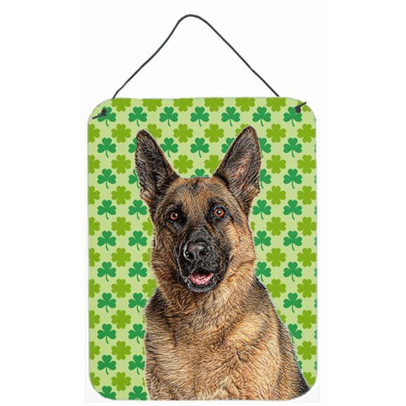 St. Patrick's Day Shamrock German Shepherd Aluminium Metal Wall or Door Hanging Prints