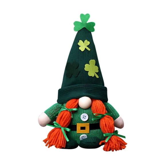St. Patrick's Day Shamrock Gnome Plush Decoration, 9in Irish Clover Gnome Dolls Decor for Table, Home & Party Gifts