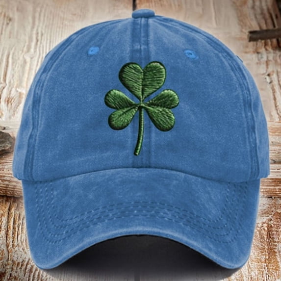 St. Patrick's Day Shamrock Hat Womens Embroidered Baseball Cap Light Blue