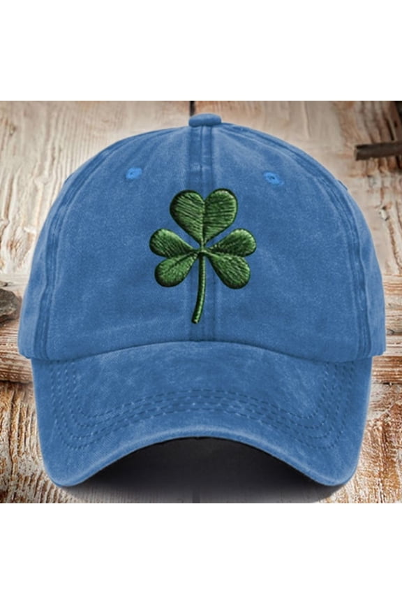 St. Patrick's Day Shamrock Hat Womens Embroidered Baseball Cap Light Blue