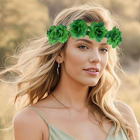 St. Patrick's Day Shamrock Headbands, Flower Crowns Headband, St. Patrick's Day Accessories Green Garland Clovers Garland Party Accessories for Women Men and Girls(6.7x6.7in)