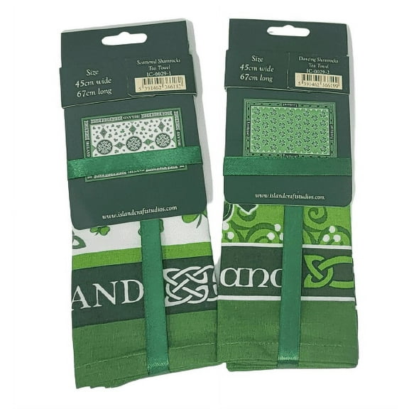 St. Patrick's Day Shamrock Kitchen Bathroom Hand Towels, Set of 2
