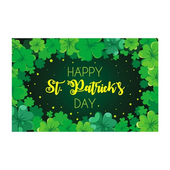 St. Patrick's Day Shamrock Large Backdrop Banner, 70x45in Irish Lucky Clover St. Patrick's Theme Background for Party & Home Decor