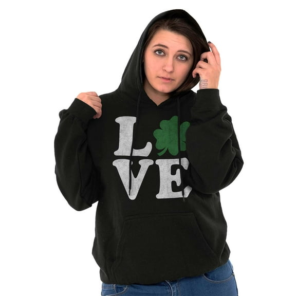 St Patrick's Day Shamrock Love Hoodie Sweatshirt Women Brisco Brands S