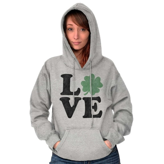 St Patrick's Day Shamrock Love Hoodie Sweatshirt Women Brisco Brands S