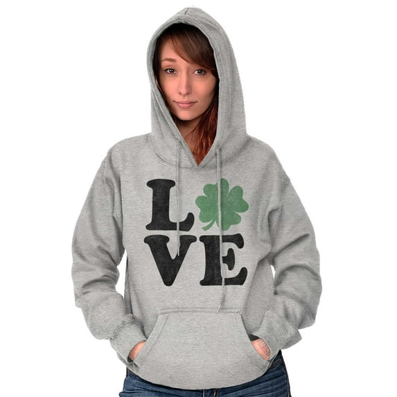 St Patrick's Day Shamrock Love Hoodie Sweatshirt Women Brisco Brands S