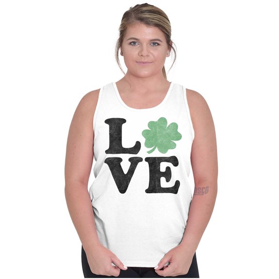 St Patrick's Day Shamrock Love Tank Top Tee Shirt Women Brisco Brands X