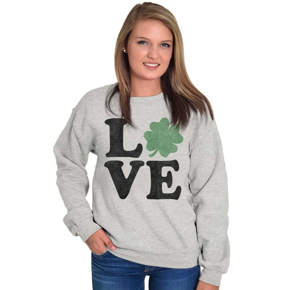 St Patrick's Day Shamrock Love Women Plus Size Crewneck Sweatshirt Brisco Brands 3X