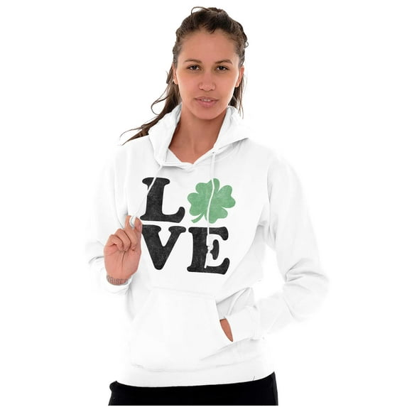 St Patrick's Day Shamrock Love Women Plus Size Graphic Pullover Hoodie Brisco Brands 3X