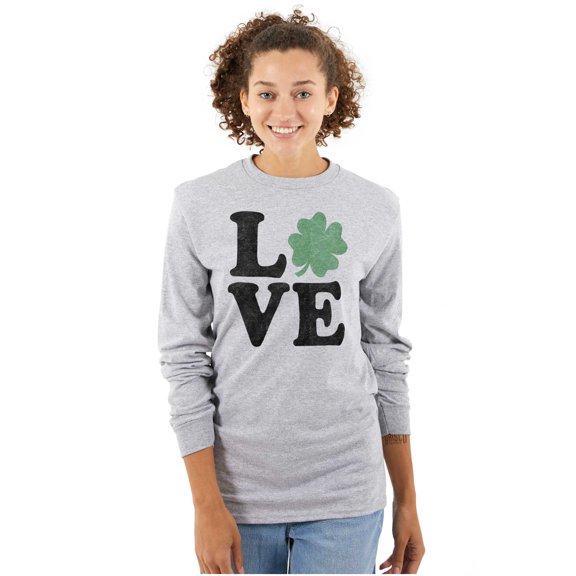 St Patrick's Day Shamrock Love Women Plus Size Long Sleeve Graphic Tee Brisco Brands 3X