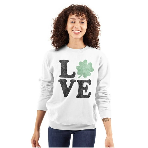 St Patrick's Day Shamrock Love Women Plus Size Crewneck Sweatshirt Brisco Brands 3X