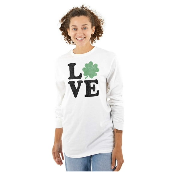 St Patrick's Day Shamrock Love Women's Long Sleeve T Shirt Brisco Brands S