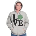 thumbnail image 1 of St Patrick's Day Shamrock Love Zip Hoodie Sweatshirt Women Brisco Brands L, 1 of 6