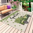 thumbnail image 1 of St Patrick's Day Shamrock Outdoor Rug 5x7 Ft, Non Slip Washable Area Rug, Green Truck Lucky Four Leaf Beige Patio Rugs Carpet Runner, Large Floor Mat for Indoor/Outdoor Deck Porch Camping, 1 of 8