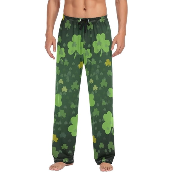 St. Patrick's Day Shamrock Pajama Pants Mens Lounge Pants Straight-Fit Men Pajama Bottoms with Drawstring Pockets