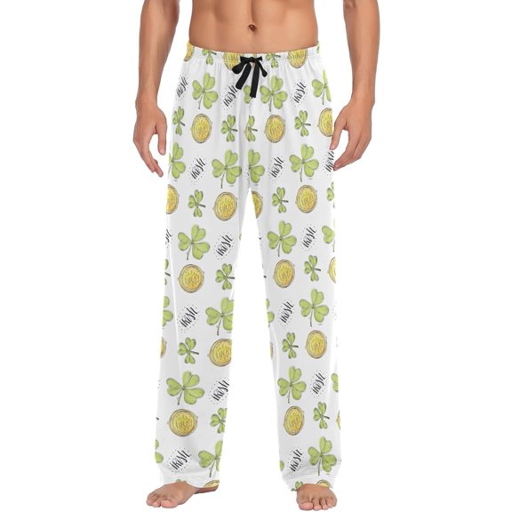 St. Patrick's Day Shamrock Pajama Pants Mens Lounge Pants Straight-Fit Men Pajama Bottoms with Drawstring Pockets