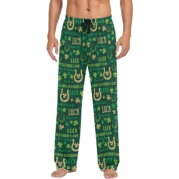 St. Patrick's Day Shamrock Pajama Pants Mens Lounge Pants Straight-Fit Men Pajama Bottoms with Drawstring Pockets
