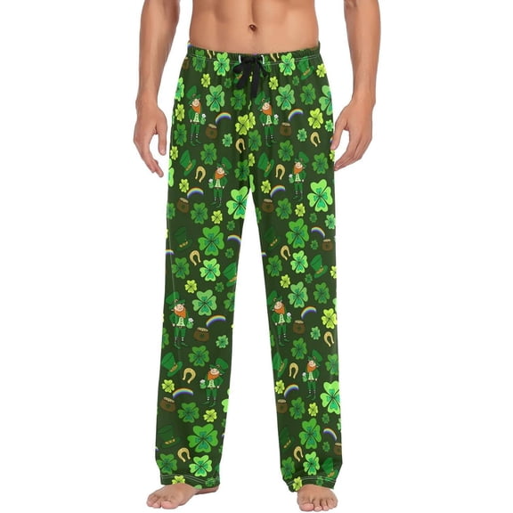St. Patrick's Day Shamrock Pajama Pants Mens Lounge Pants Straight-Fit Men Pajama Bottoms with Drawstring Pockets