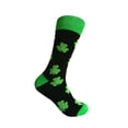 thumbnail image 1 of St. Patrick's Day Shamrock Pattern Mid-calf Dress Casual Socks for Men in Black with Irish Green Color, 1 of 1