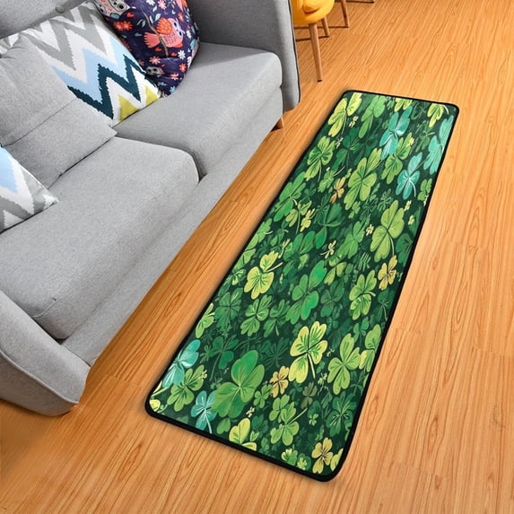 St. Patrick's Day Shamrock Runner Rug - 24"x72" Ultra Soft Non-Slip Floor Mat Washable Area Rugs for Kitchen Bathroom Entry Home Decor Gifts