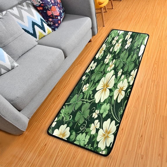 St. Patrick's Day Shamrock Runner Rug - 24"x72" Ultra Soft Non-Slip Floor Mat Washable Area Rugs for Kitchen Bathroom Entry Home Decor Gifts