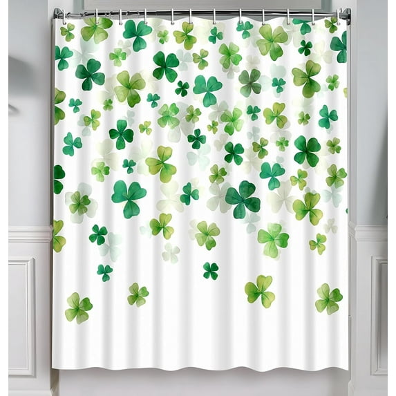 St. Patrick’s Day Shamrock Shower Curtain Set - 72x72 Inch with 12 Hooks Green Bathroom Decor Festive Irish Theme