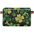 thumbnail image 1 of St. Patrick's Day Shamrock Storage Basket with Handles Collapsible Storage Bins Canvas Fabric Storage Organizer for Shelves Closet Bedroom Living Room 2Pack Decor Gifts, 1 of 7