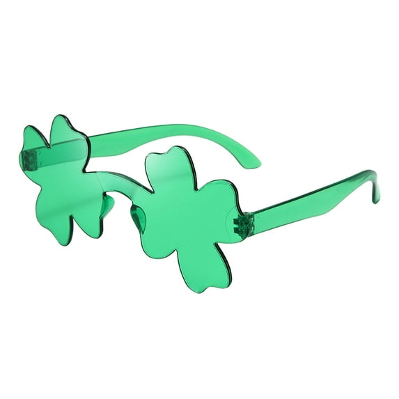 St. Patrick’s Day Shamrock Sunglasses, Four Leaf Clover Green Plastic Party Glasses, Fun Eyewear for St. Patrick’s Day, Birthday and Holiday Decor