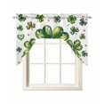 thumbnail image 1 of St Patrick's Day Shamrock Swag Valances for Windows, Small Curtains Drapes, Lucky Four Leaf Gold Coin Green Kitchen Window Curtains Over Sink Window Treatment Valance for Bedroom/Bathroom 56"x36", 1 of 5