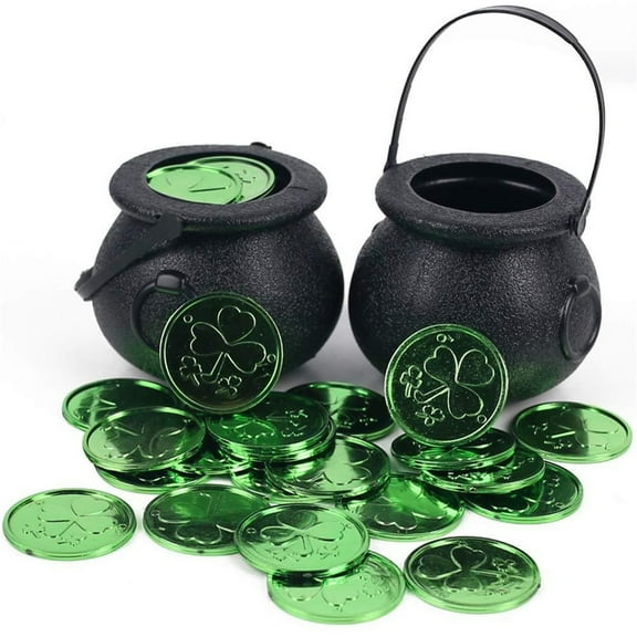 St. Patrick's Day Shamrock Treasure Game & Party Decoration Favors, 3-Leaf Clover Decor Coin Candy Jars For Witch Themed Parties, Festive Party Supplies For And