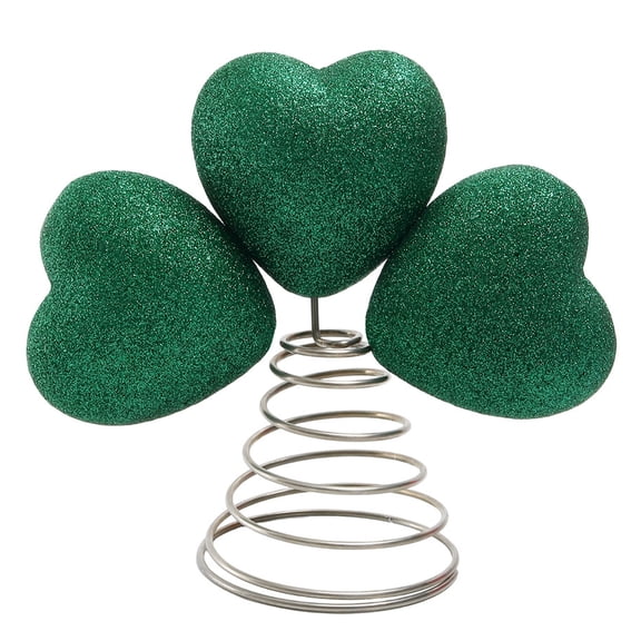 St. Patrick’s Day Shamrock Tree Topper Decor, Green Clover Christmas Tree Top Ornament, Irish Festival Holiday Home Decoration, Tabletop & Party Display Accent for Indoor Seasonal Decor (Green)