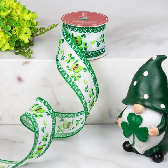 Northlight St. Patrick's Day Top Hat Wired Spring Craft Ribbon - 2.5" x 10 Yards