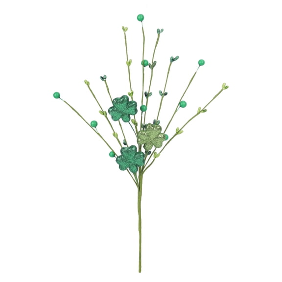 St. Patrick's Day Shamrocks, 15.3 Inch Artificial Clover Stem for Vase Arrangement, Silk Plastic Floral Cuttings for Home Table Centerpiece & Irish Decor