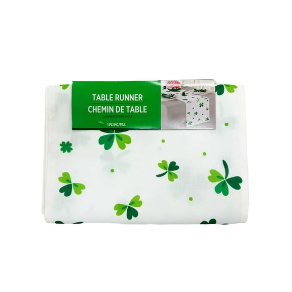 St. Patrick's Day Shamrocks Fabric Table Runner, 6ft