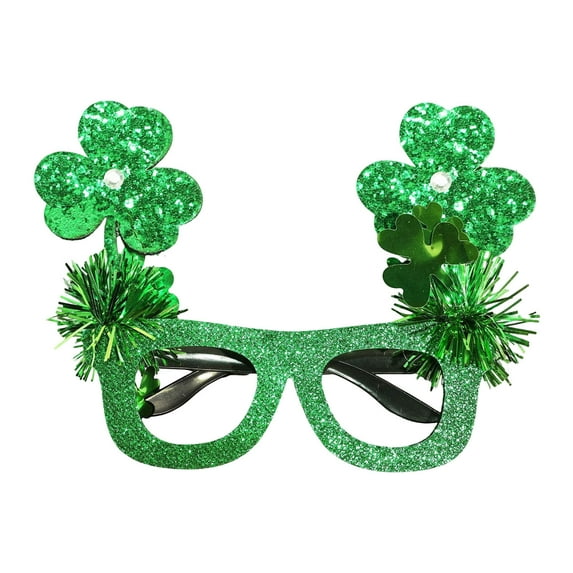 St. Patrick’s Day Shamrocks Green Party Glasses – Fun Costume Eyewear Props for Irish Festival Celebrations and Photo Booths