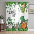thumbnail image 1 of St. Patrick's Day Sheer Curtains 108 Inch Length 2 Panels Set Window Treatments, Spring Green Gnomes Leaves Clovers Rod Pocket Semi Curtains for Living Room/Bedroom/Kitchen Décor, 104"W x 108"L, 1 of 7