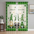 thumbnail image 1 of St. Patrick's Day Sheer Curtains 63 Inch Length 2 Panels Set Window Treatments, Gnomes Shamrock Gold Coin Green Plaid Rod Pocket Semi Curtains for Living Room/Bedroom/Kitchen Décor, 104"W x 63"L, 1 of 7