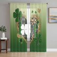 thumbnail image 1 of St. Patrick's Day Sheer Curtains 72 Inch Length 2 Panels Set Window Treatments, Spring Shamrock Gold Leopard Love Ombre Green Rod Pocket Semi Curtains for Living Room/Bedroom/Kitchen, 104"W x 72"L, 1 of 7