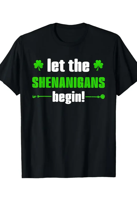 St. Patrick's Day Shenanigans Clover Funny Quote Unisex Short Sleeve Graphic Tee