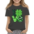 thumbnail image 1 of St Patrick's Day Shirt Girls Irish Short Sleeve Shamrock Shirt Casual Graphic Clover Tees Tops St Patrick's Day Cute Funny Clothes,Dark Gray 3-4 Years, 1 of 4