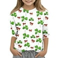 thumbnail image 1 of St Patrick's Day Shirt Kids Shamrock 3/4 Sleeve Clover Shirts Cute Irish Graphic Tops Casual Loose Fit Funny Tshirts,Mint Green 9-10 Years, 1 of 4
