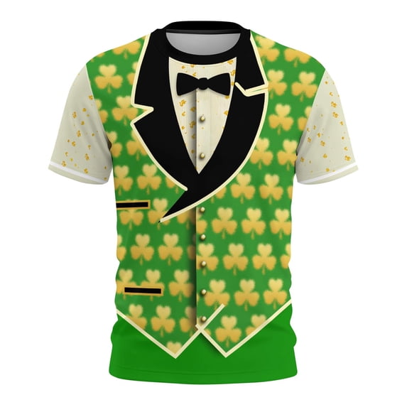 St Patrick's Day Shirt Men O Neck Printed Short Sleeve T-Shirt Novelty 3D Graphic T Shirts Irish Green Blouse Casual Summer Tops