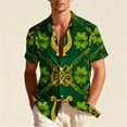 thumbnail image 1 of St Patrick's Day Shirt for Men Oversized Button Down Irish Shamrocks Print Lapel Short Sleeve Shirts Summer Collared Hawaiian Beach T Shirts, 1 of 8