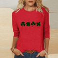 thumbnail image 1 of St. Patrick's Day Shirt for Women Four Green Clovers Graphic T-Shirt 3/4 Sleeve Crewneck Casual Loose Fit Festival Apparel Gift, 1 of 4