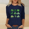 thumbnail image 1 of St Patrick's Day Shirt for Women Watercolor Shamrocks Graphic Tee Three Quarter Sleeve Crewneck Soft Festival Apparel Clover Gift, 1 of 4