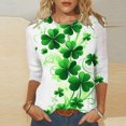 thumbnail image 1 of St. Patrick's Day Shirts, 3/4 Sleeve T Shirts for Women, Round Neck Blouse Tops Fashion Woman Casual Printing Blouse Crewneck 3/4 Sleeved T-Shirt Summer Tops, 1 of 5