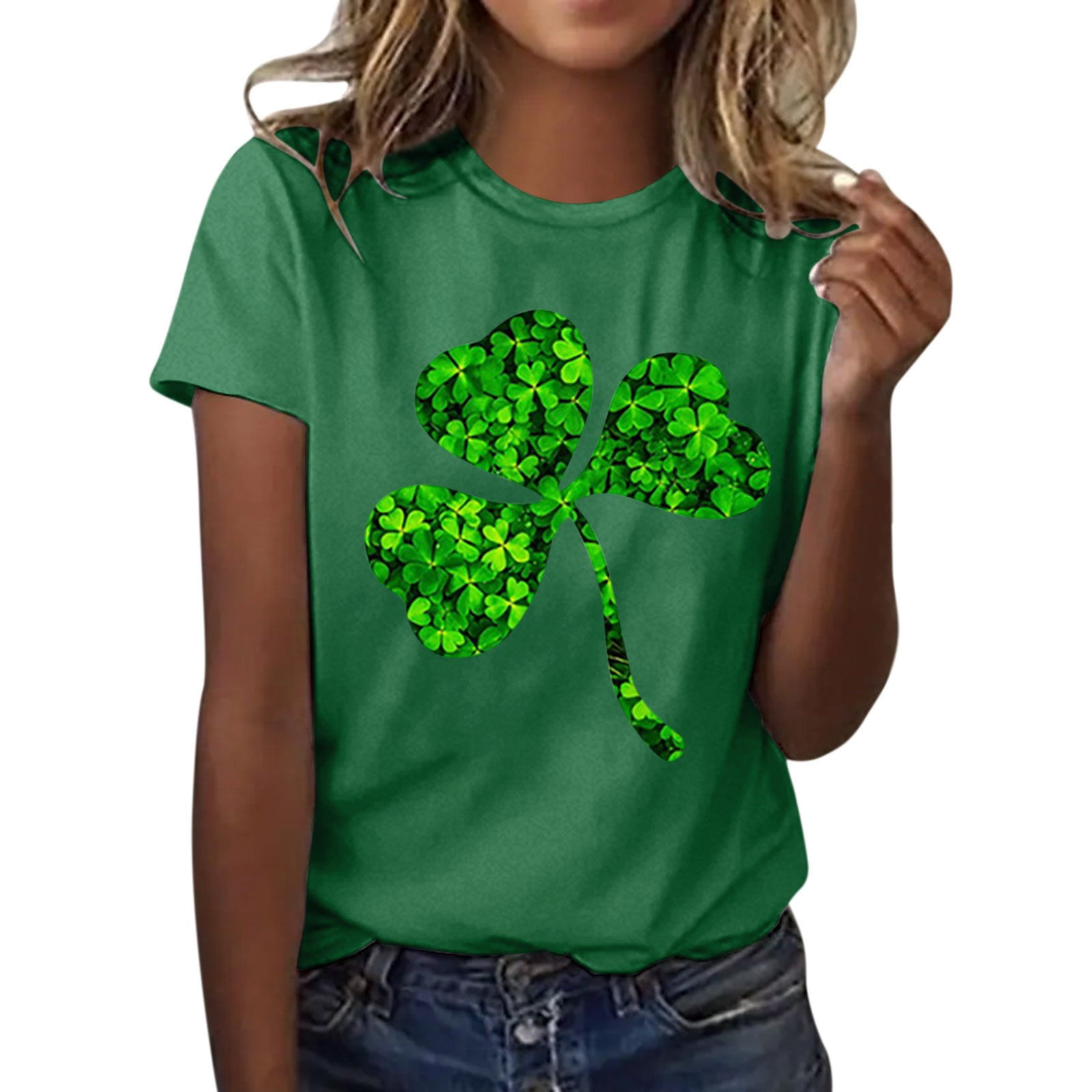 St.Patrick's Day Shirts Casual Soft Leave Printed Short Sleeve Round ...