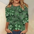 thumbnail image 1 of St.Patrick's Day Shirts For Women Shamrock Heart Graphic Tees St Patty'S Lucky T Shirt Irish Round Neck 3/4 Sleeve Tops Green L, 1 of 5